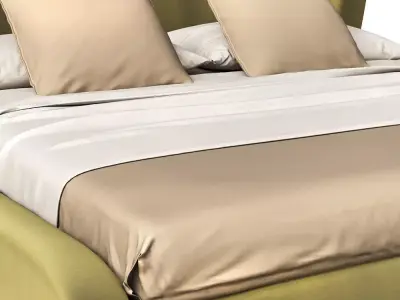 Curved Wingback Upholstered Bed 3D Model  3D model