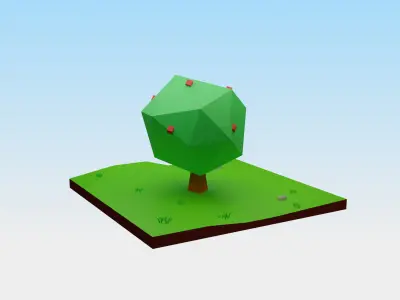 Low Poly Temple Scene 3D Model Free low-poly 3D model