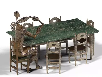  Sculpture Dining Table Low-poly 3D model