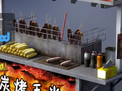 Street Vendor Roasted Corn 3D model