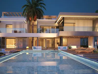 Modern House 3D Scene Environment with Forest Surrounded 3D model