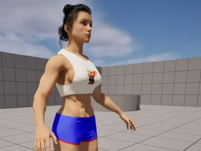 A muscular female Low-poly 3D model