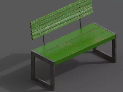 Street Bench Low-poly 3D model