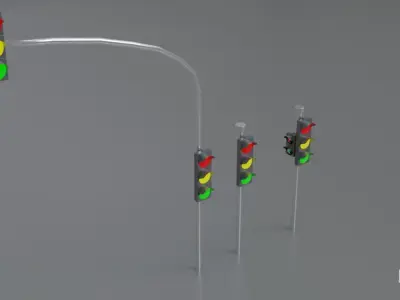Realistic Traffic Lights Low-poly 3D model