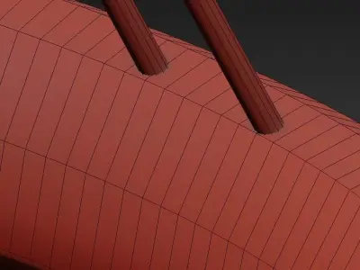 Sculptural metal sculpture with wavy shape hanging from it 3D model