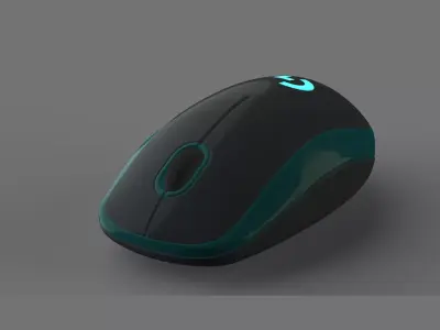 Mouse 3D computer with lights Free 3D model