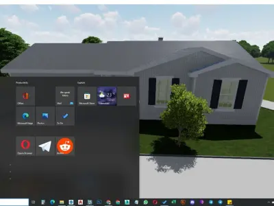 Backyard design with pond and golf cart water pool 3D model