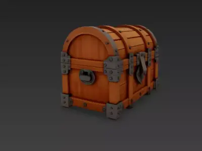 Game-Ready Wooden Treasure Chest Low-poly 3D model
