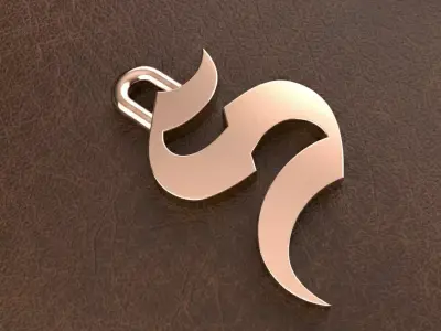 Gothic Letter S Pendant 3D print model