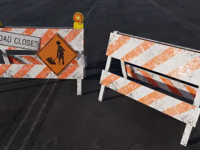 Lowpoly Roadworks Barricades Low-poly 3D model
