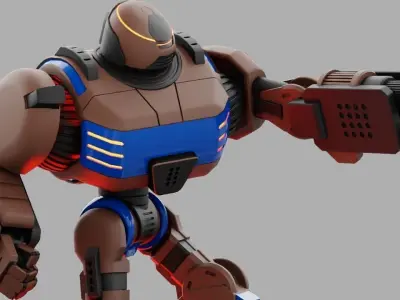 Combat robot rigged - animated character 3D model