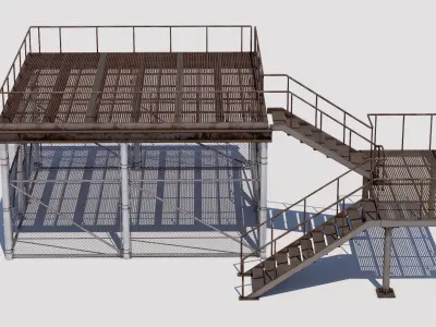 Rooftop Stairs 12 Low-poly 3D model