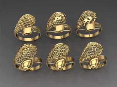 Royal Turkish Ring Collection  Exclusive STL Jewelry Models 3D print model