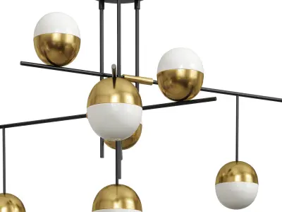  Balls white brass 9 chandelie 3D model