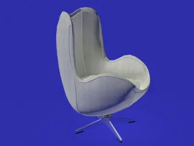 Egg chair white fabric 3D model