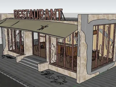 ABANDONED RESTAURANT Low-poly 3D model