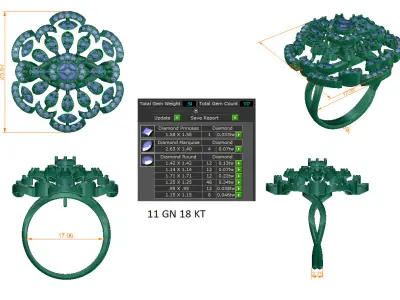 Women Ring  Render 3dm STL OBJ FBX Details 3D print model 370