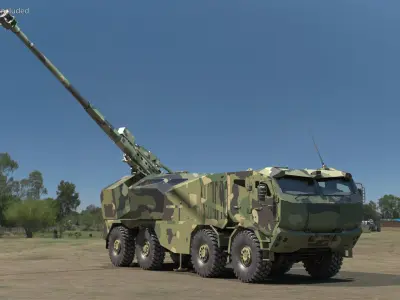  Artillery Self Propelled Howitzer in Full Readiness 
