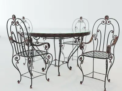 wrought iron table and chairs 3D model