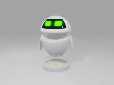 3D Model Cute Bot  Egg bot  or Eve with Rig and Animation Low-poly 3D model