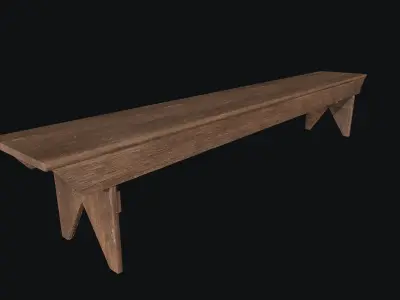 Wooden Bench Low-poly 3D model shop