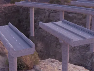 Freeway bridge in middle of desert 3D model