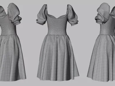 Dress 09 Light Blue Low-poly 3D model