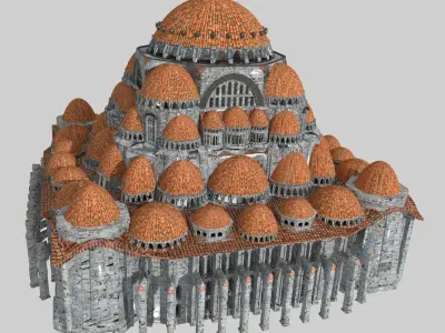 Byzantine Cathedral - Exterior and Interior 3D model