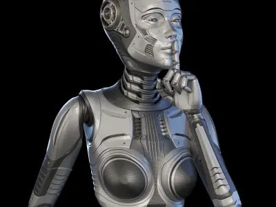 Robot Woman Rigged Collection 3 in 1 3D Model Pack