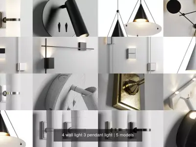 4 wall light 3 pendant light 3D Model Pack