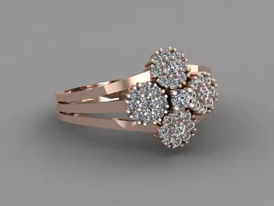 Rose Gold Women Diamond Ring 3D print model 3D print model 47