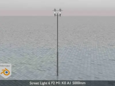 Street Light 6 F2 M1 K0 A1 5000mm Low-poly 3D model