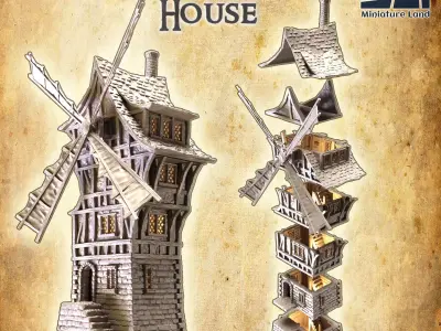 Windmill House Tabletop Terrain 28 MM 3D print model