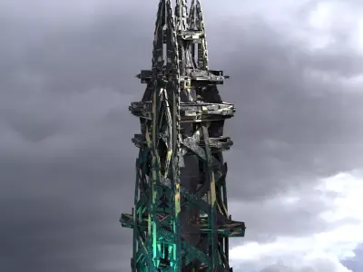 Planet side corporation tower spear  Low-poly 3D model