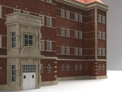 Modular Historicism tenement house  public utility building Low-poly 3D model