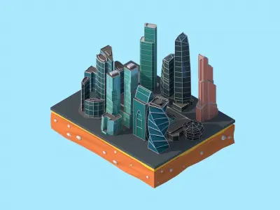 Cartoon Low Poly Moscow City  Low-poly 3D model
