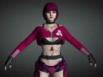 AAA Cyber Punk Female Character 02 Low-poly 3D model