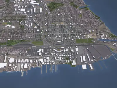 Newport News - 3D City Model Low-poly 3D model