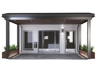 GateGroup covered patio with chairs and tables 3D model