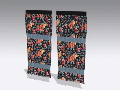 Curtain Low-poly 3D model 5