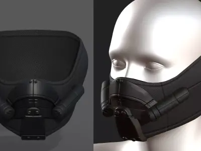 Gas mask respirator scifi futuristic 3d model  Low-poly 3D model 5