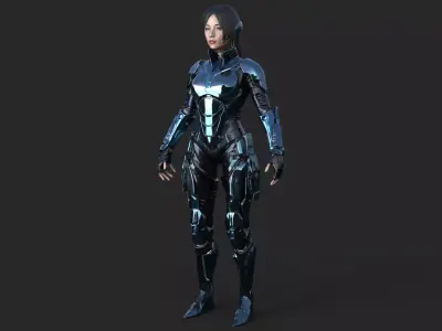 Futuristic Asian Girl High Detail 3D model