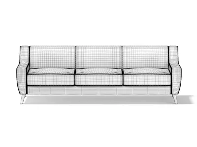 Light-Grey Three Seat Sofa 3D model