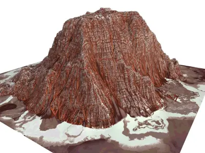 Red Snow ICE Mountain Canyon Desert Low Poly Terrain Rock 3 Low-poly 3D model