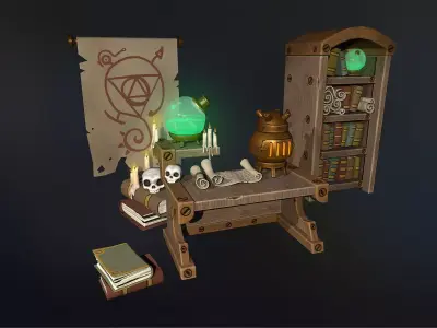 Stylish Magician Alchemist Table Low-poly 3D model