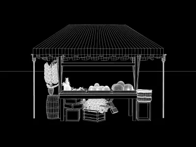 Medieval Market Stall 04 3D model
