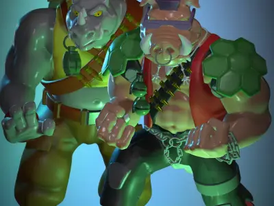 Bebop and Rokcsteady with TMNT Free 3D print model