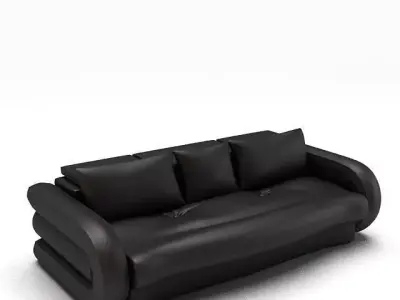 Dark Leather Sofa 3D model