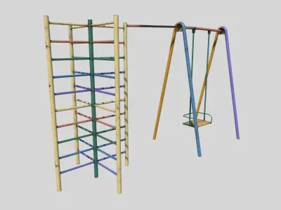 Old Climber with Swings Low-poly 3D model