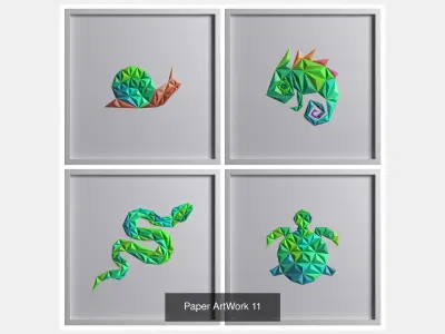 Paper Art Work Collection 2 3D Model Pack